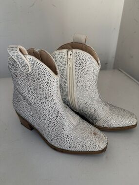 👢Swiftie Boots Toddler Girls Silver Rhinestone Cowboy Boots Dream Pairs Size 12